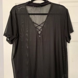 black mesh cross up top